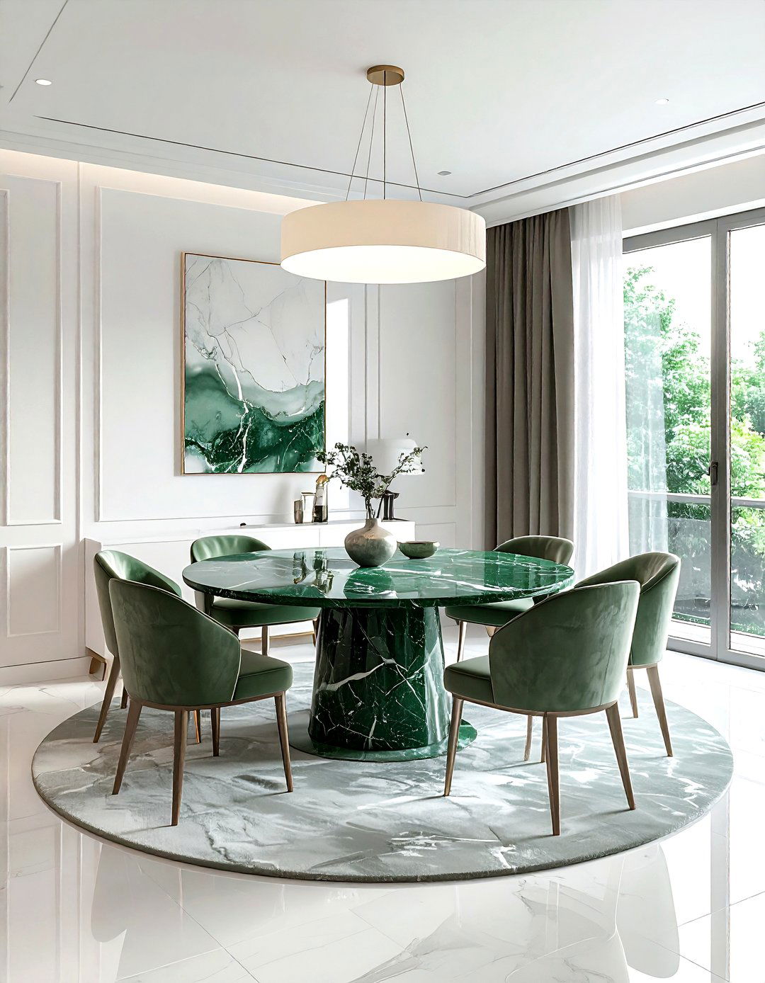 Round marble table dining room - 30 luxurious dining room ideas