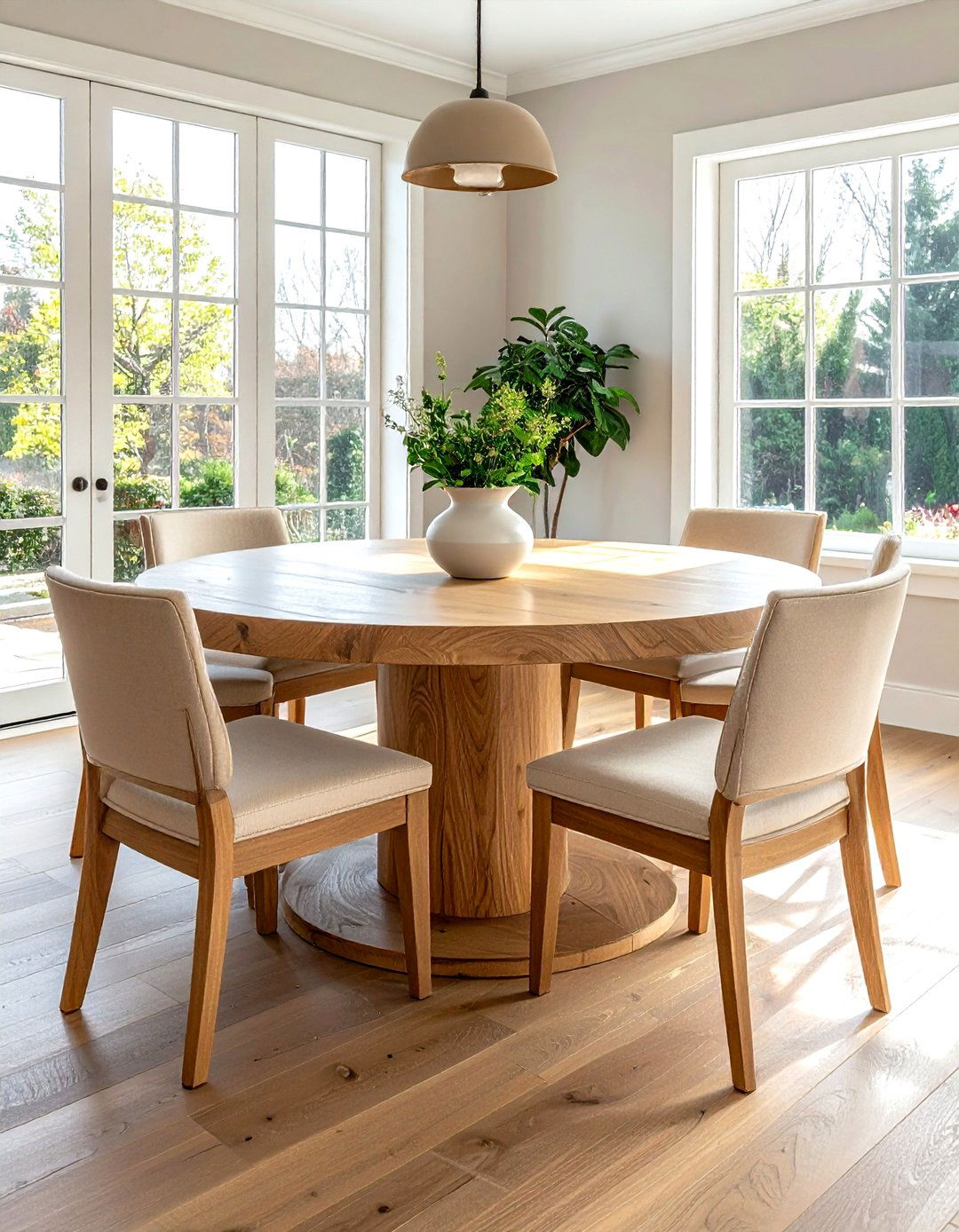 Round oak dining table - 30 round dining room ideas