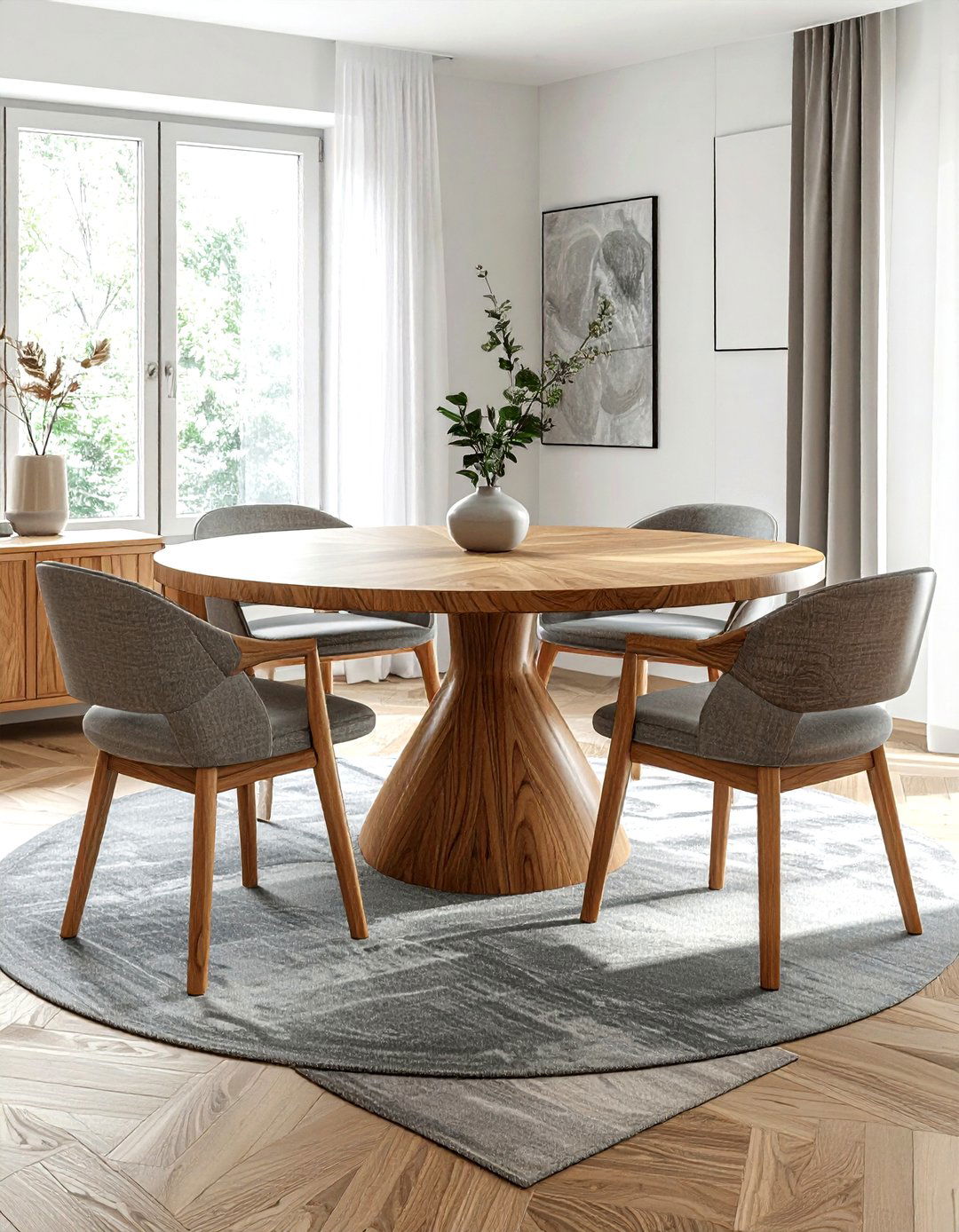 Round oak dining table - 30 Finnish dining room ideas
