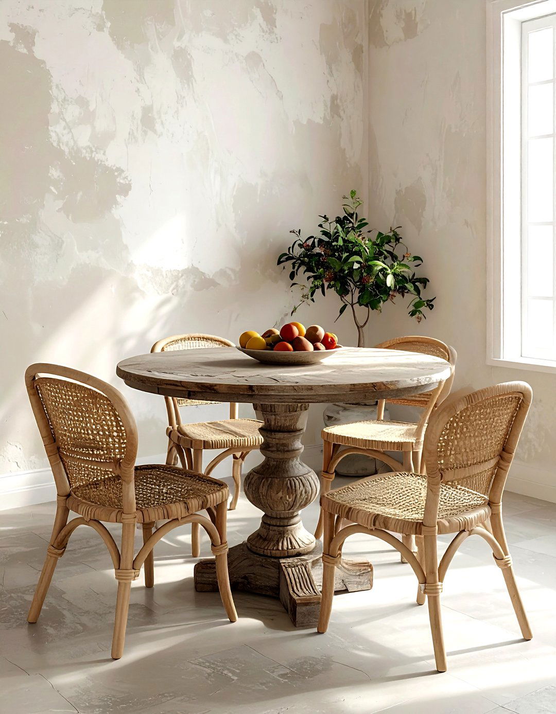 Round pedestal dining table - 30 French farmhouse dining room ideas