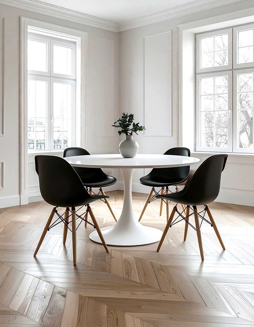 Round pedestal dining table - 30 intimate dining room ideas