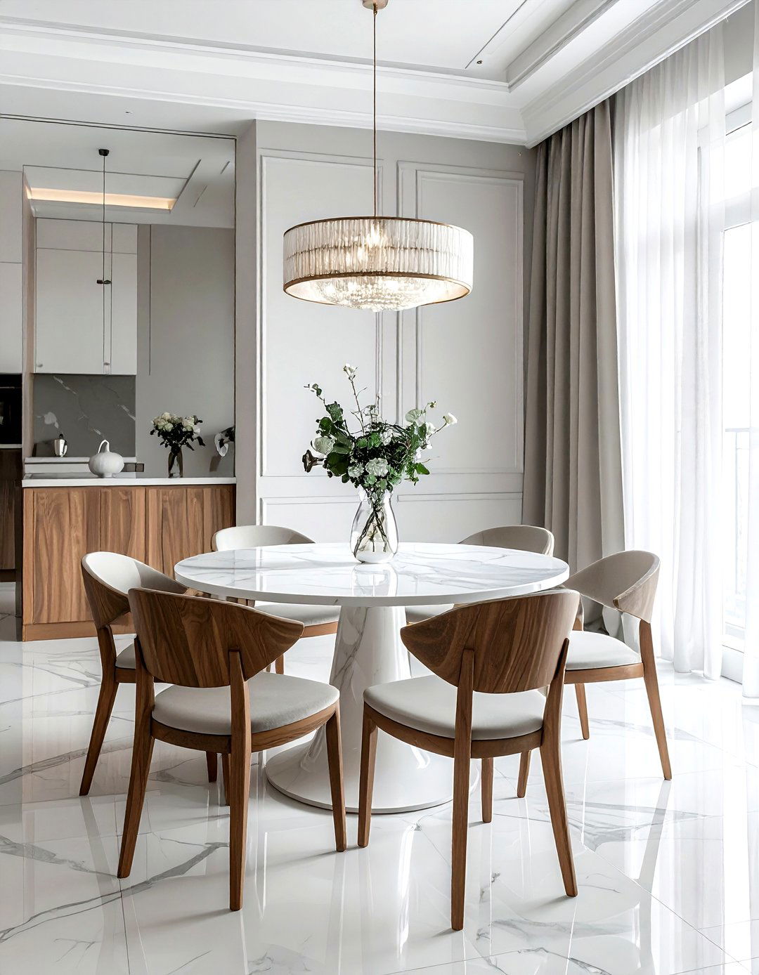 Round pedestal table - 30 stylish dining room ideas