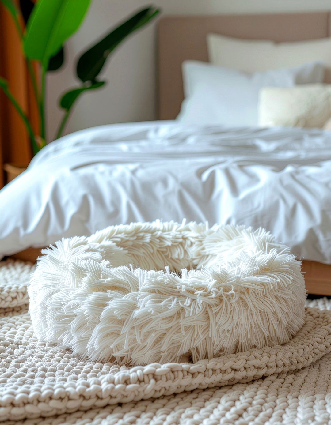 Round plush donut cat bed - 30 pet bed ideas