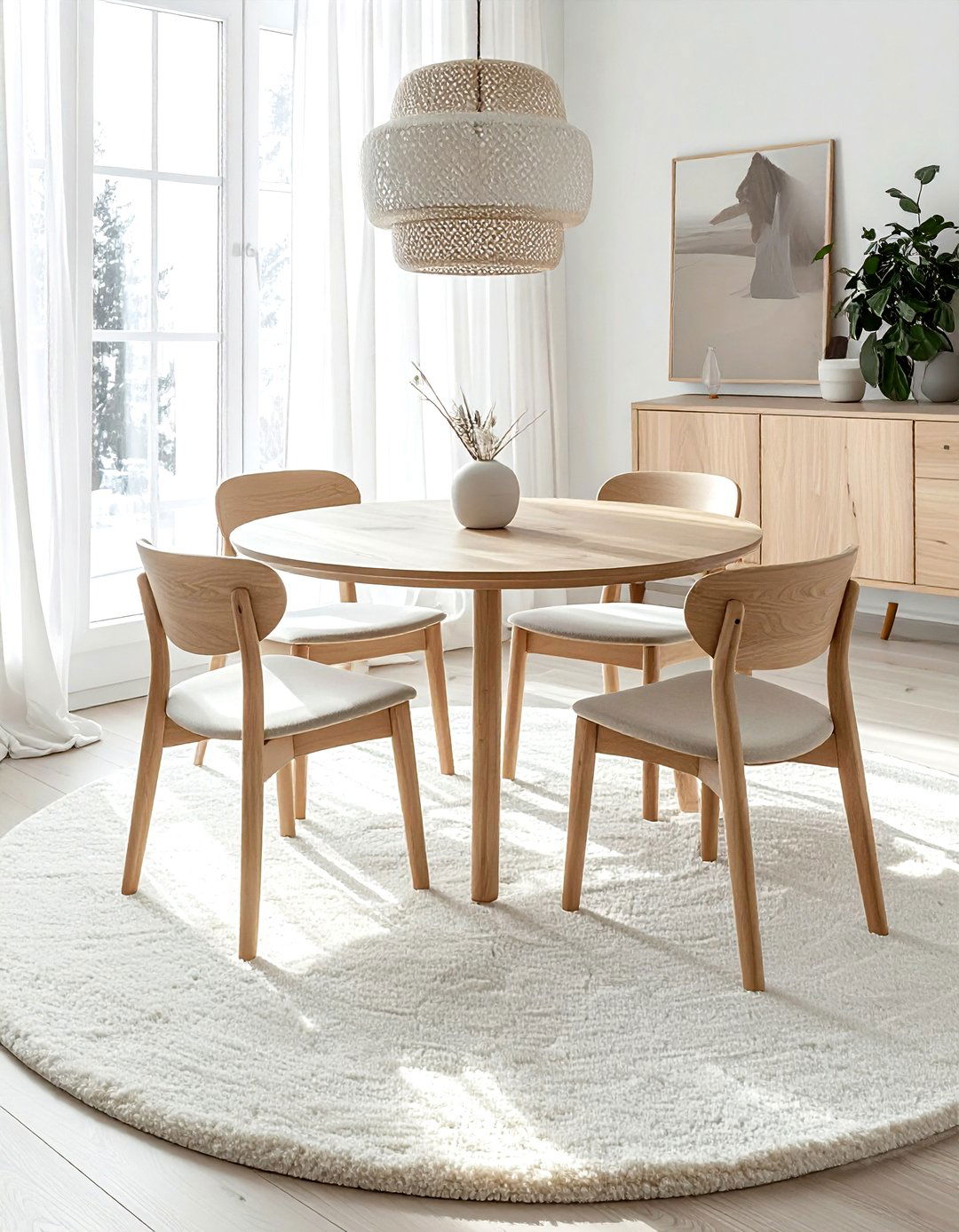 Round rug under dining table - 30 dining room rug ideas