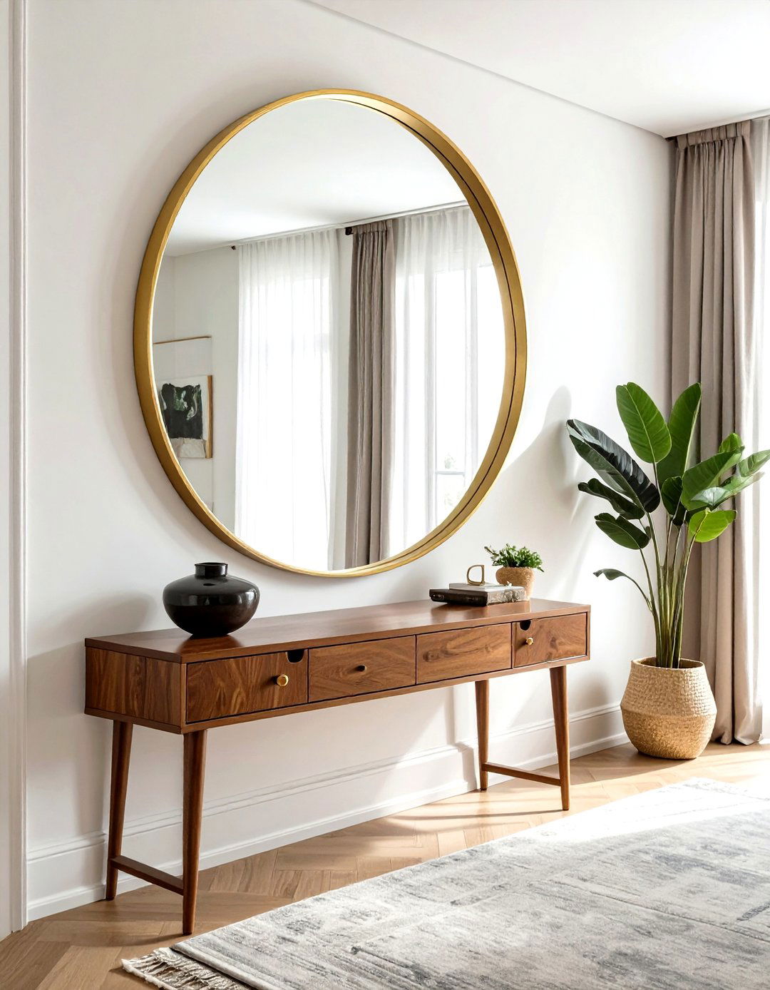 Round wall mirror - 30 decor finishing touch ideas