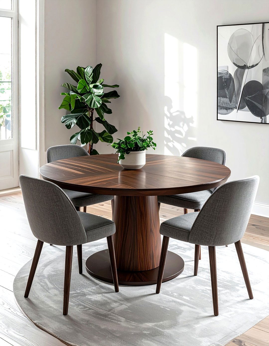 Round walnut dining table - 30 walnut dining table ideas