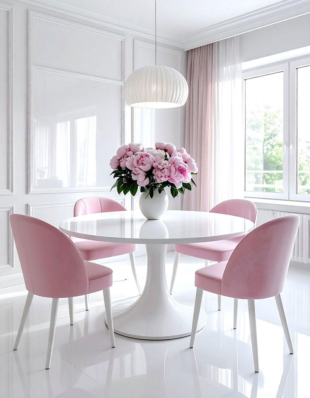 Round white dining table - 30 round dining room ideas