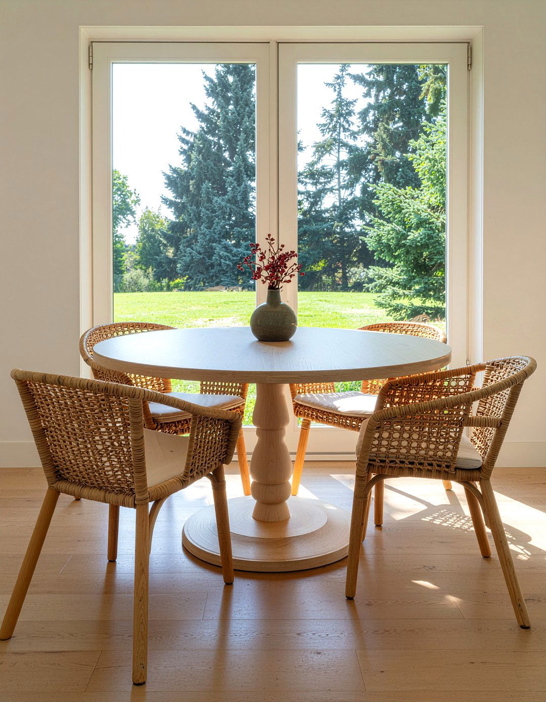 Round wood dining table - 30 easy dining room makeover ideas