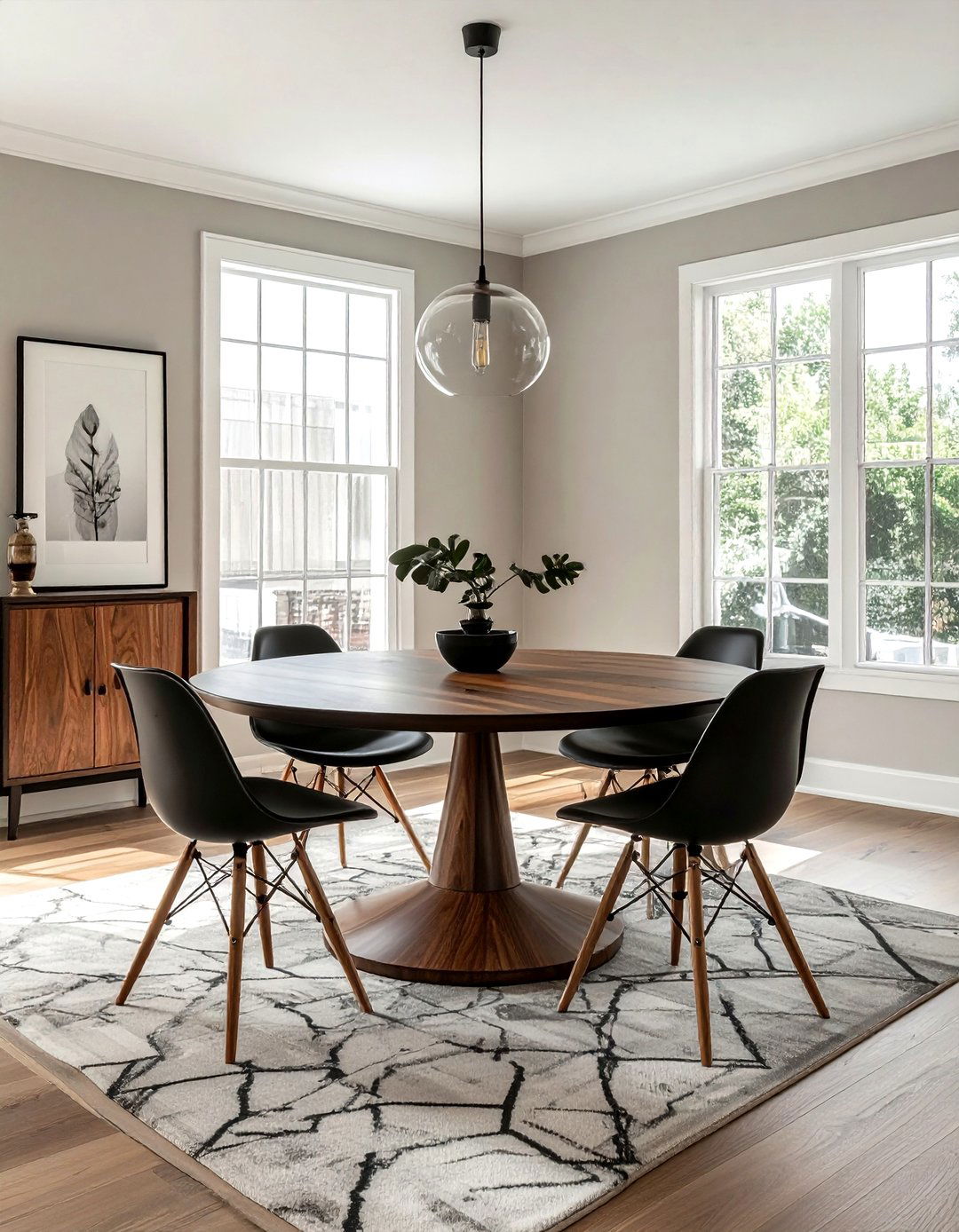 Round wood dining table - 30 transitional dining room ideas