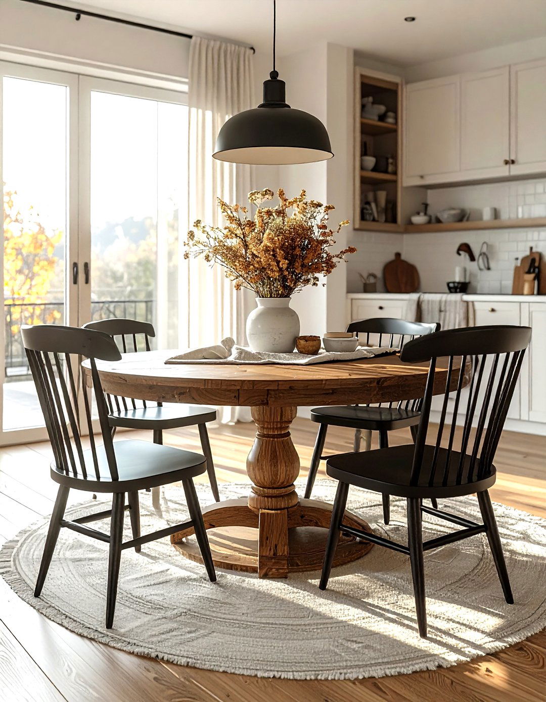 Round wood kitchen table - 30 kitchen warm settings