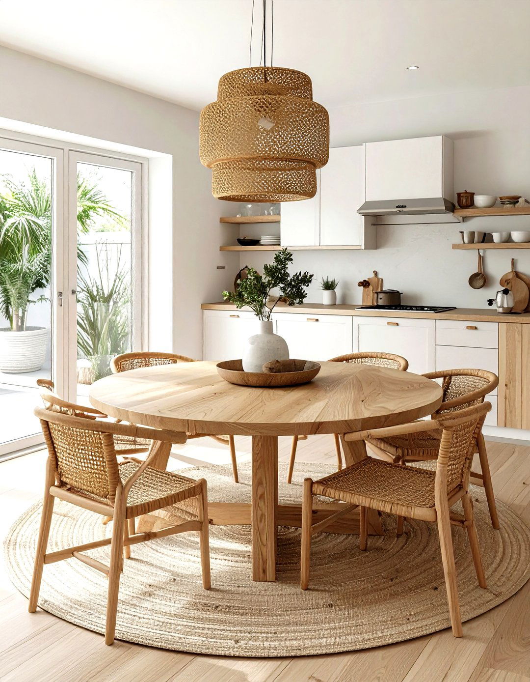 Round wood kitchen table - 30 kitchen dining table ideas