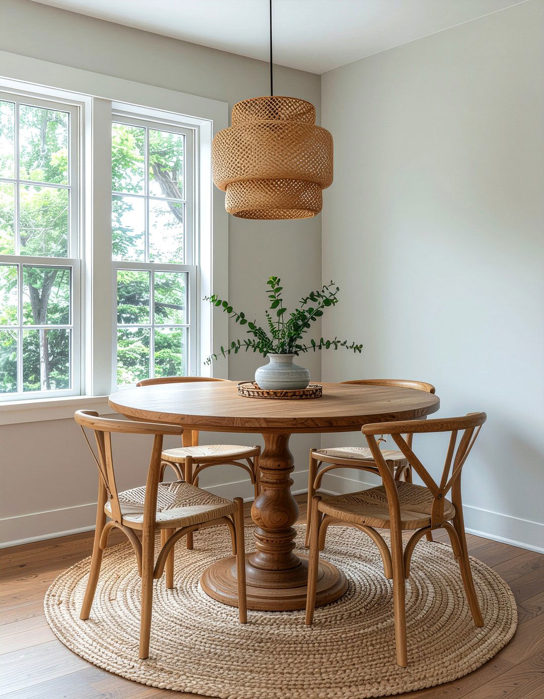 Round wooden table - 30 countryside dining room ideas