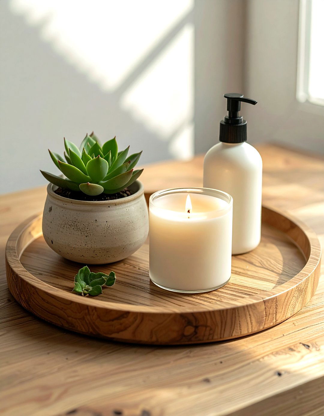 Round wooden tray - 30 vanity tray ideas