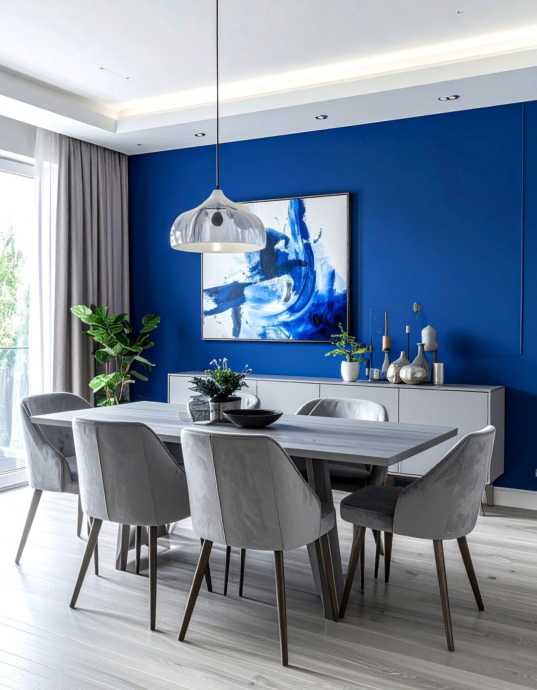 Royal Blue Accent Wall - 30 blue dining room decor ideas