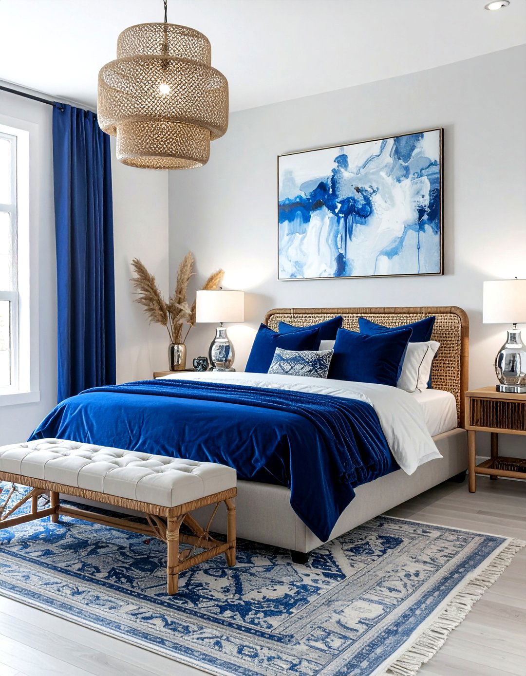 Royal Blue Boho Accents - 30 bohemian blue bedroom ideas