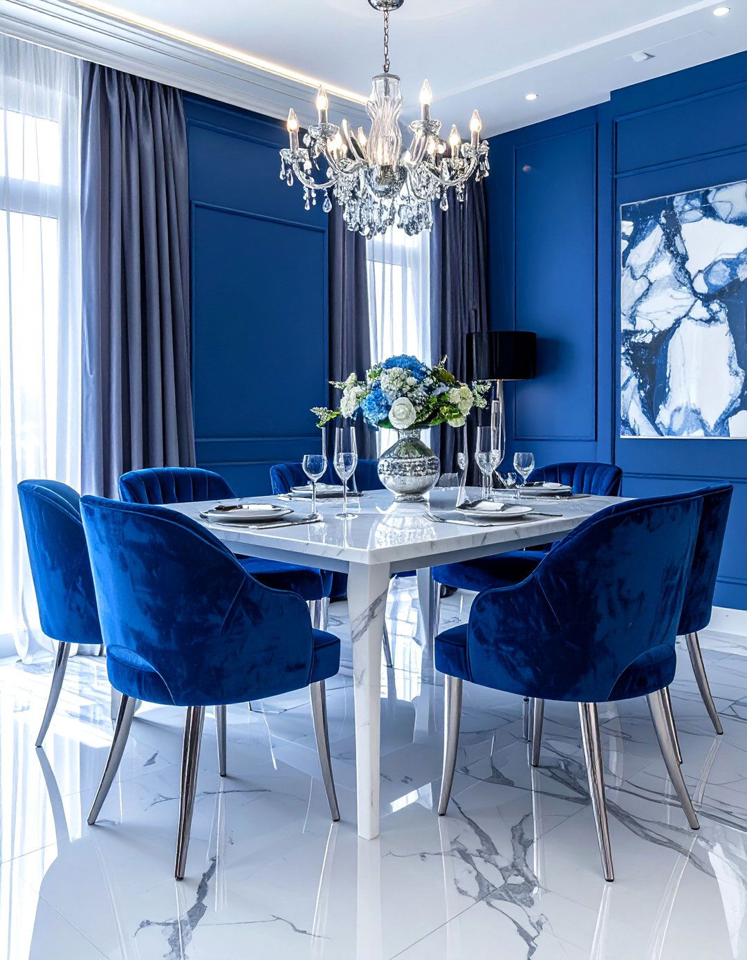 Royal Blue Dining Room - 30 blue dining room design ideas