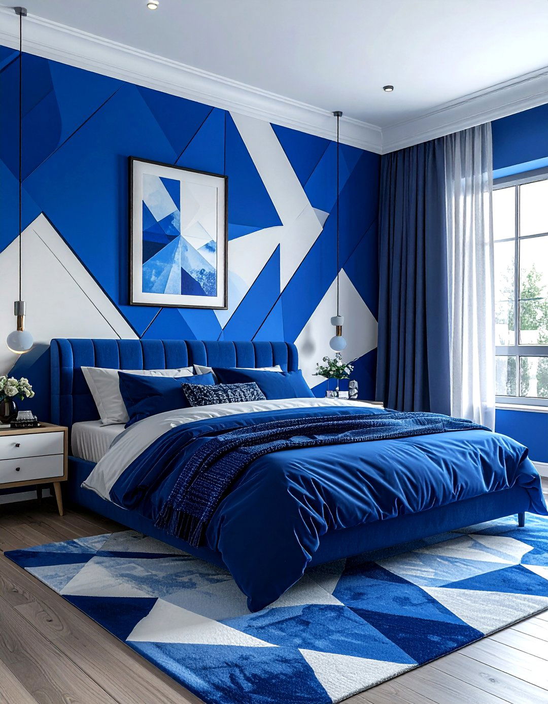 Royal Blue Geometric Bedroom - 30 royal blue bedroom ideas