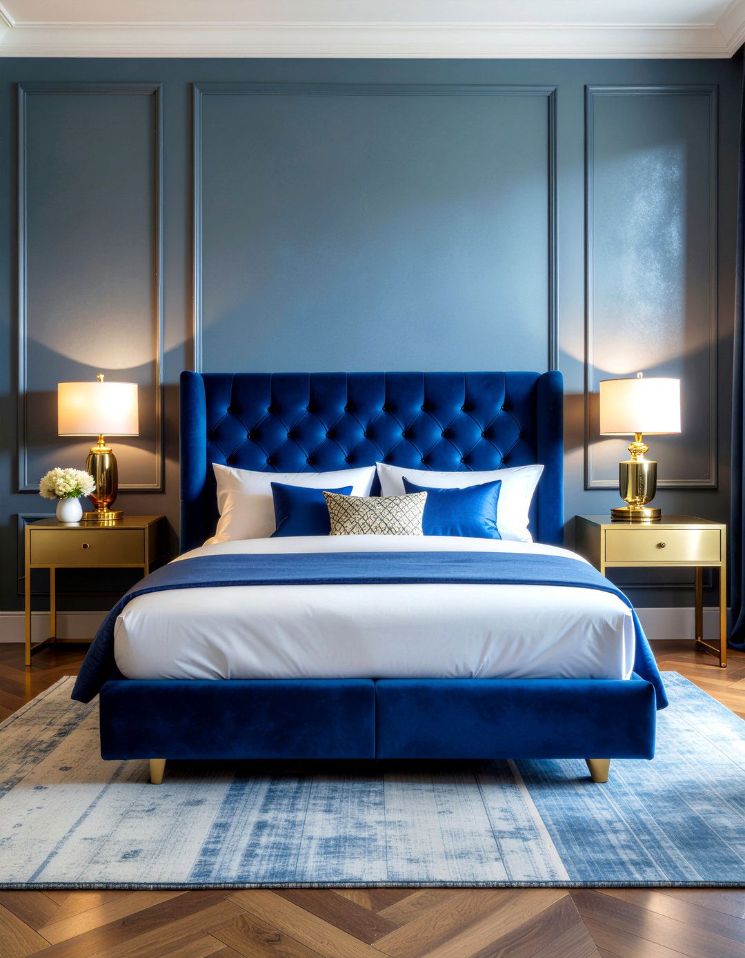 Royal Blue Velvet Headboard - 30 bedroom velvet headboards