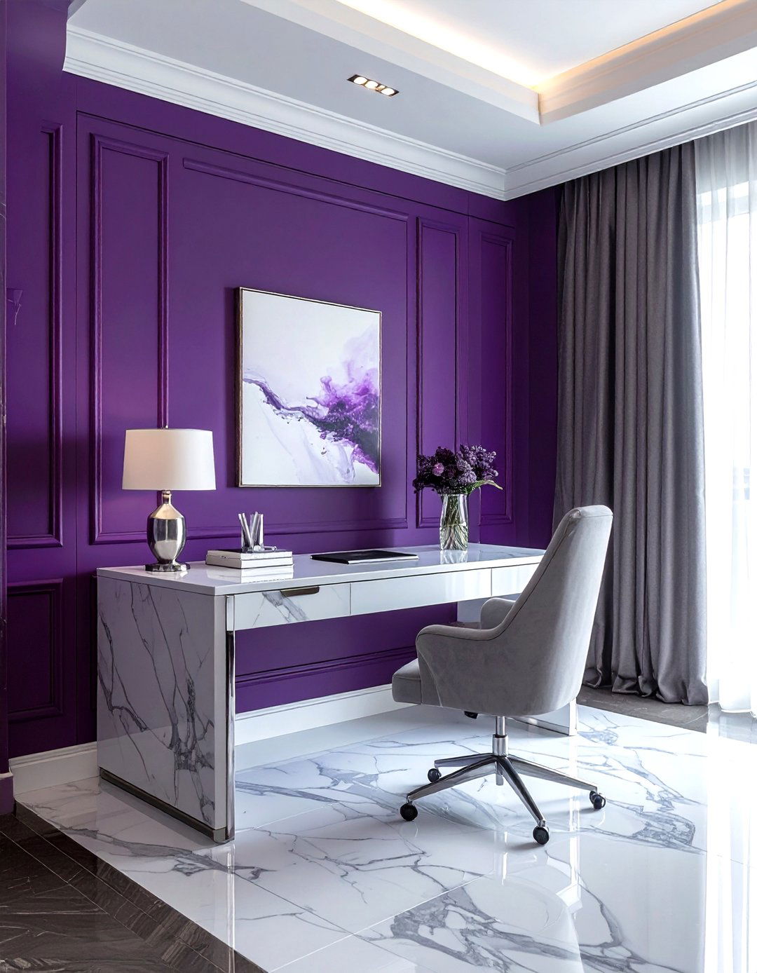 Royal Purple Home Office - 30 bold color decor ideas