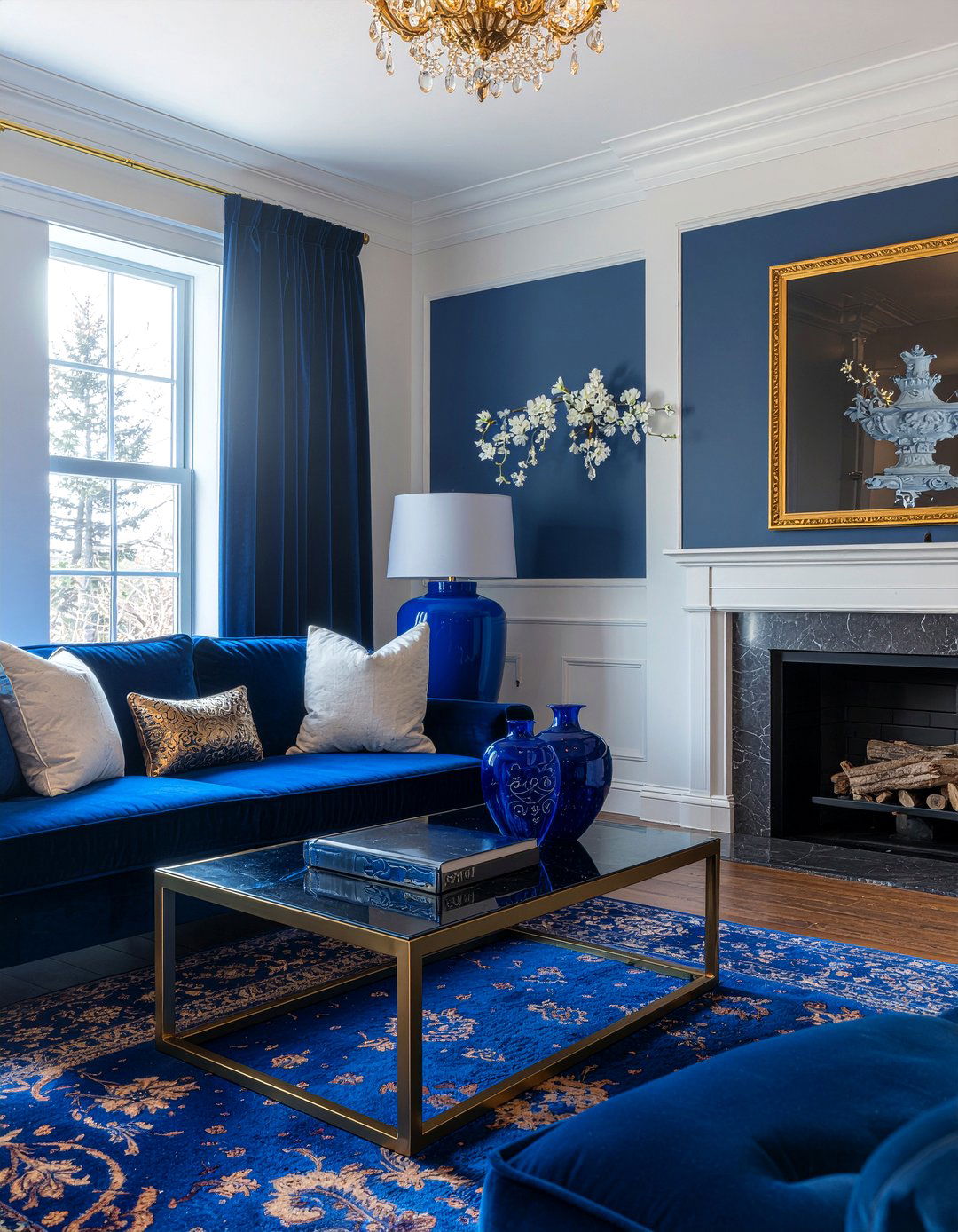 Royal blue and gold decor - 30 royal blue living room ideas