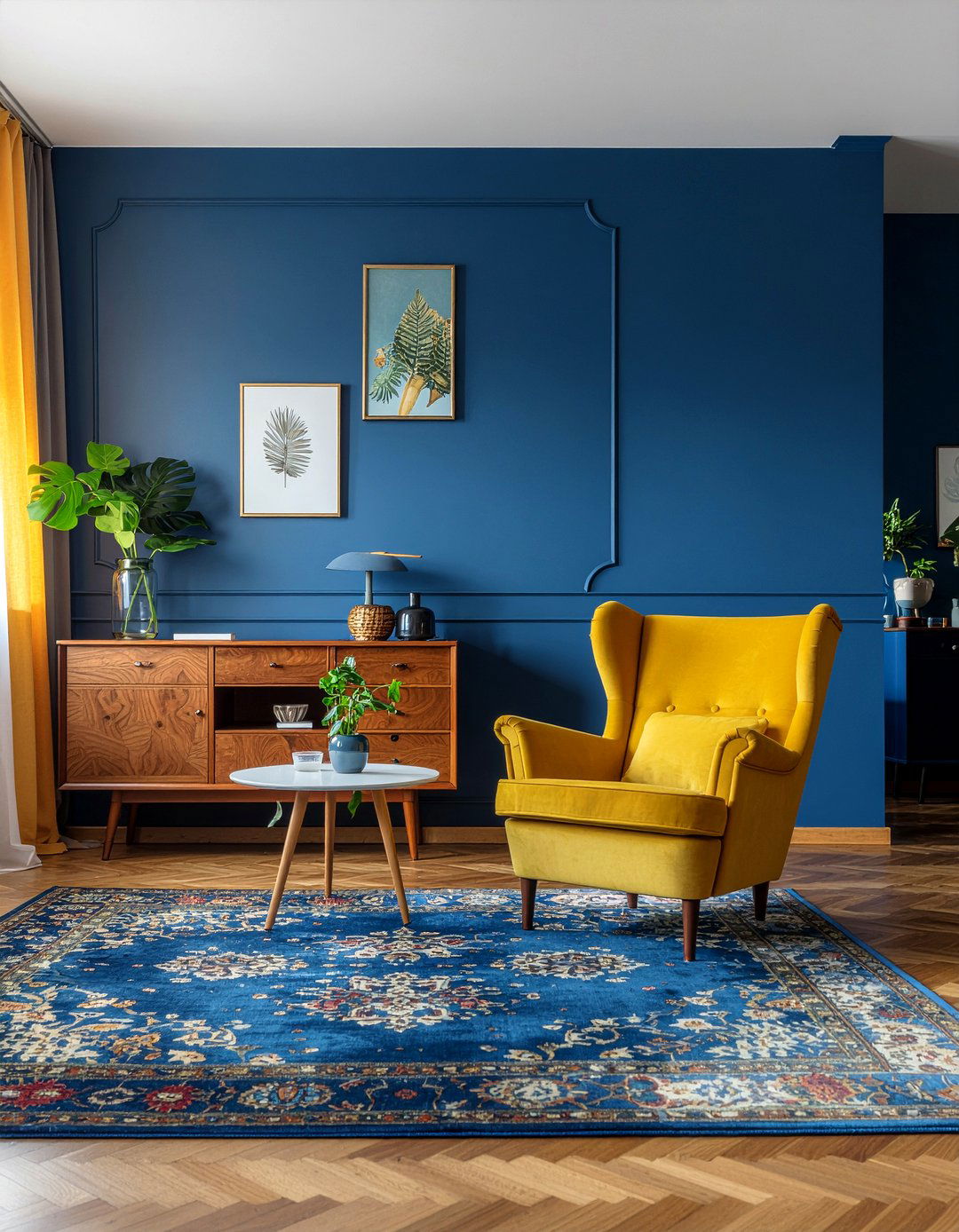 Royal blue and mustard yellow - 30 royal blue living room ideas