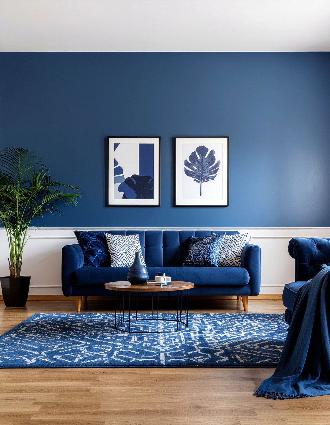 Royal blue and navy blue mix - 30 royal blue living room ideas