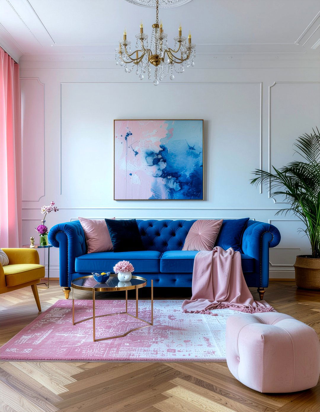 Royal blue and pink living room - 30 royal blue living room ideas