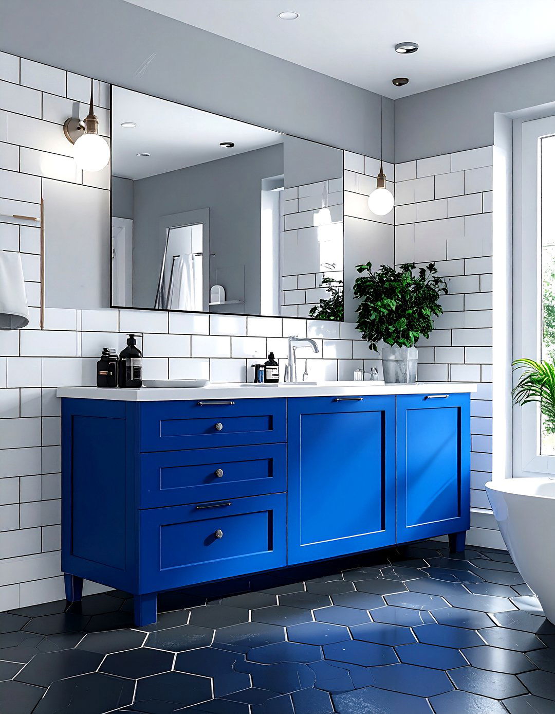 Royal blue bathroom cabinet - 30 blue bathroom design ideas