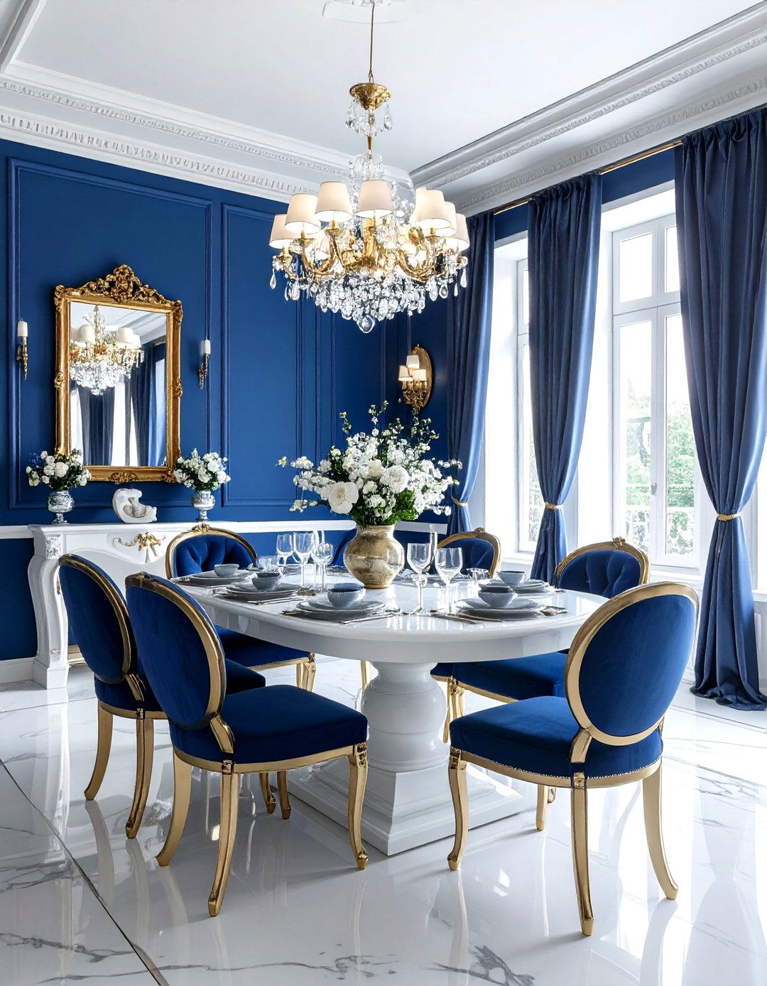 Royal blue dining room - 30 palatial dining room ideas