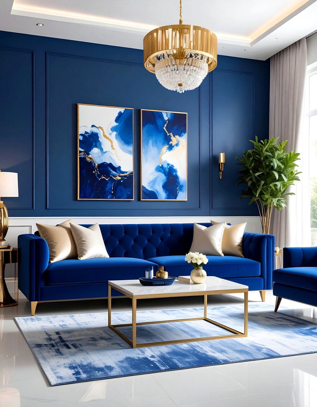 Royal blue living room - 30 blue living room ideas