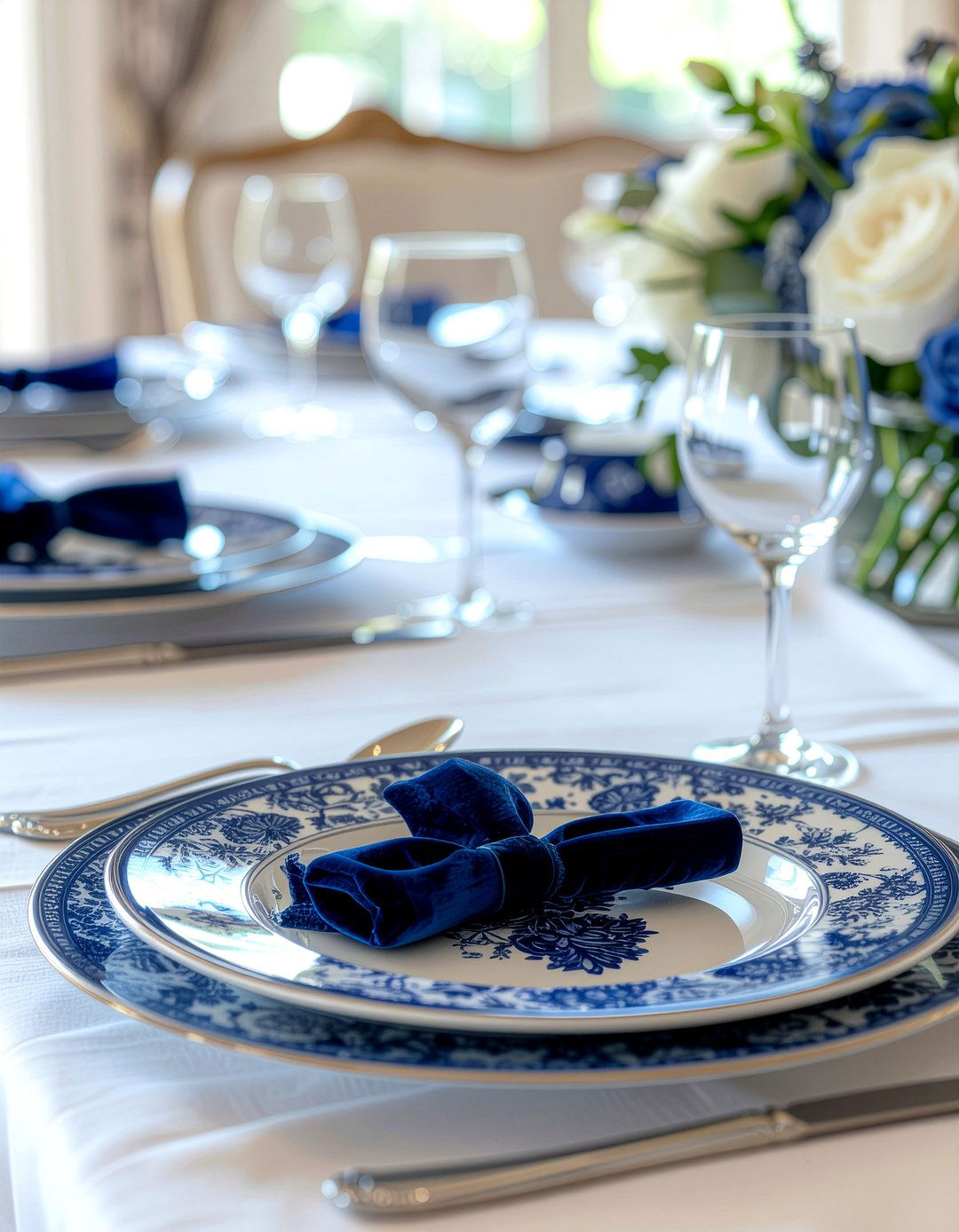Royal blue passover accents - 30 Passover seder dining room ideas