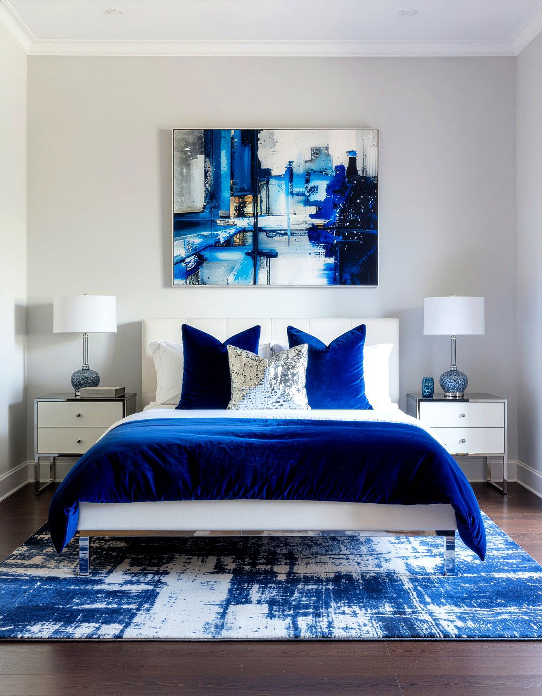 Royal blue velvet bedding - 30 bedroom velvet bedding ideas