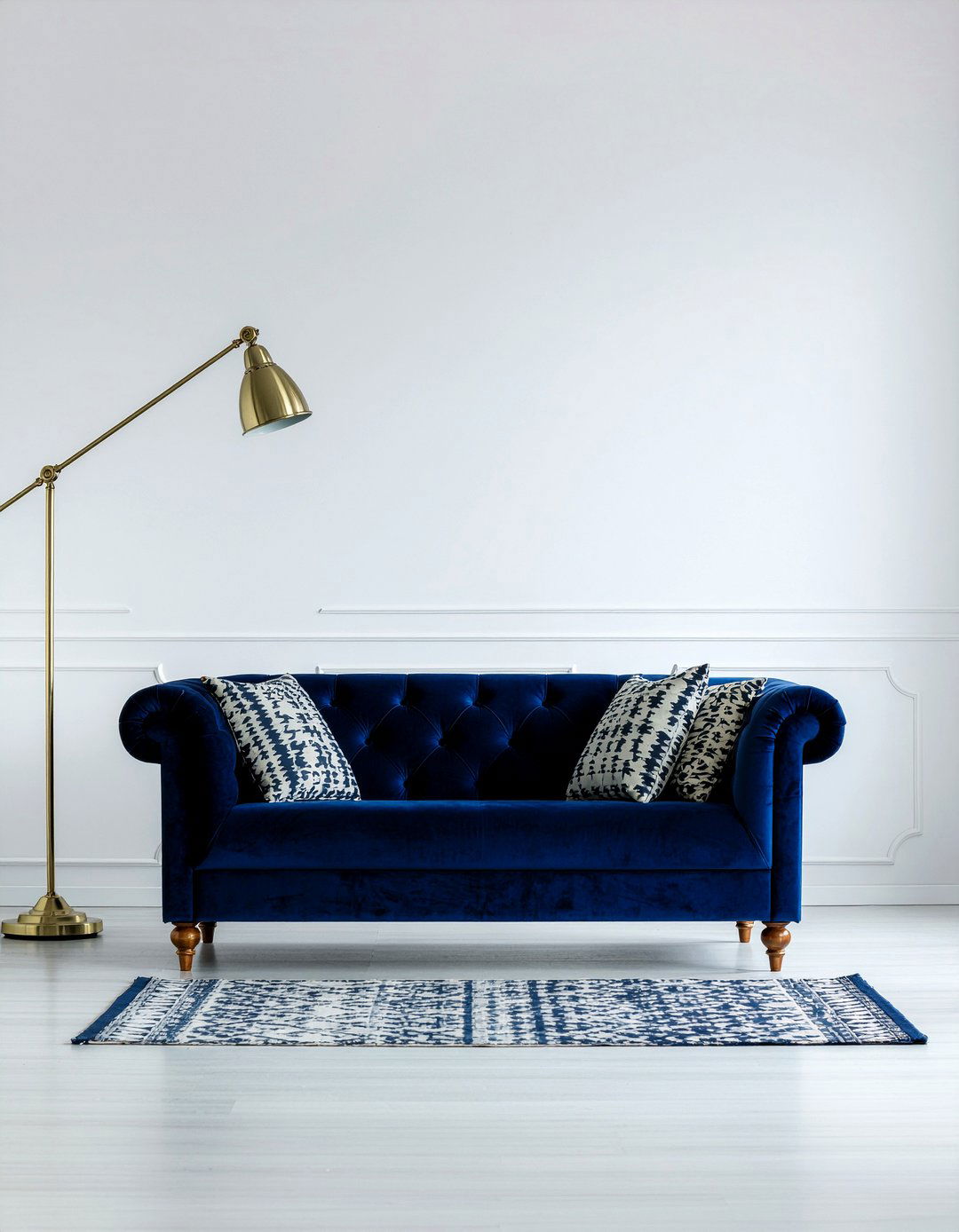 Royal blue velvet sofa - 30 velvet living room ideas
