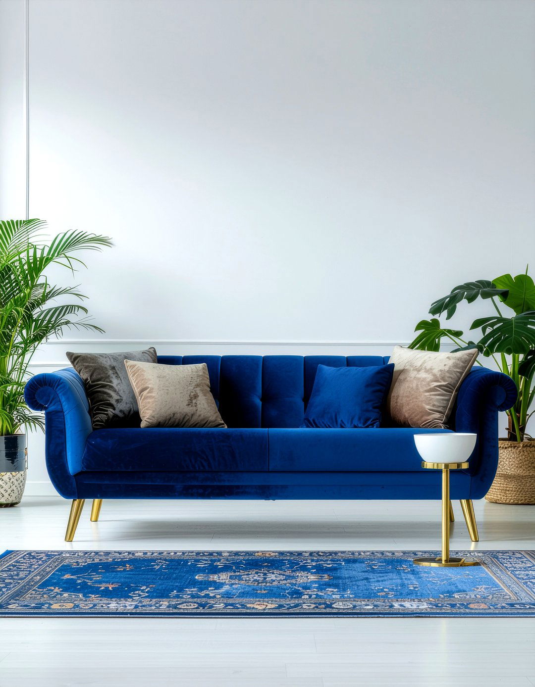 Royal blue velvet sofa - 30 royal blue living room ideas