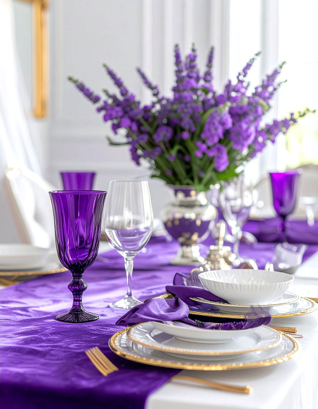 Royal purple Passover dining - 30 Passover dining room ideas