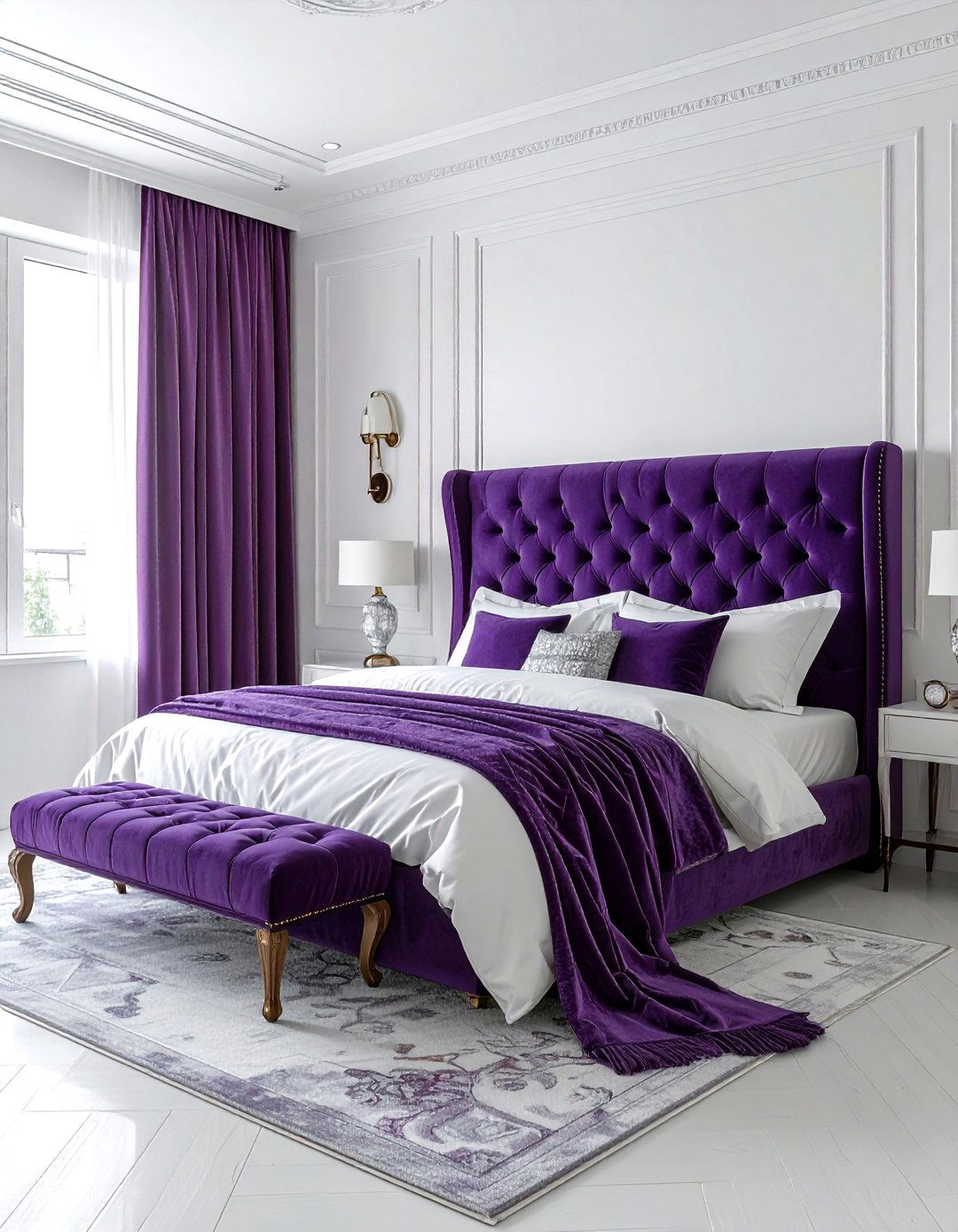 Royal purple velvet bedroom - 30 purple bedroom ideas