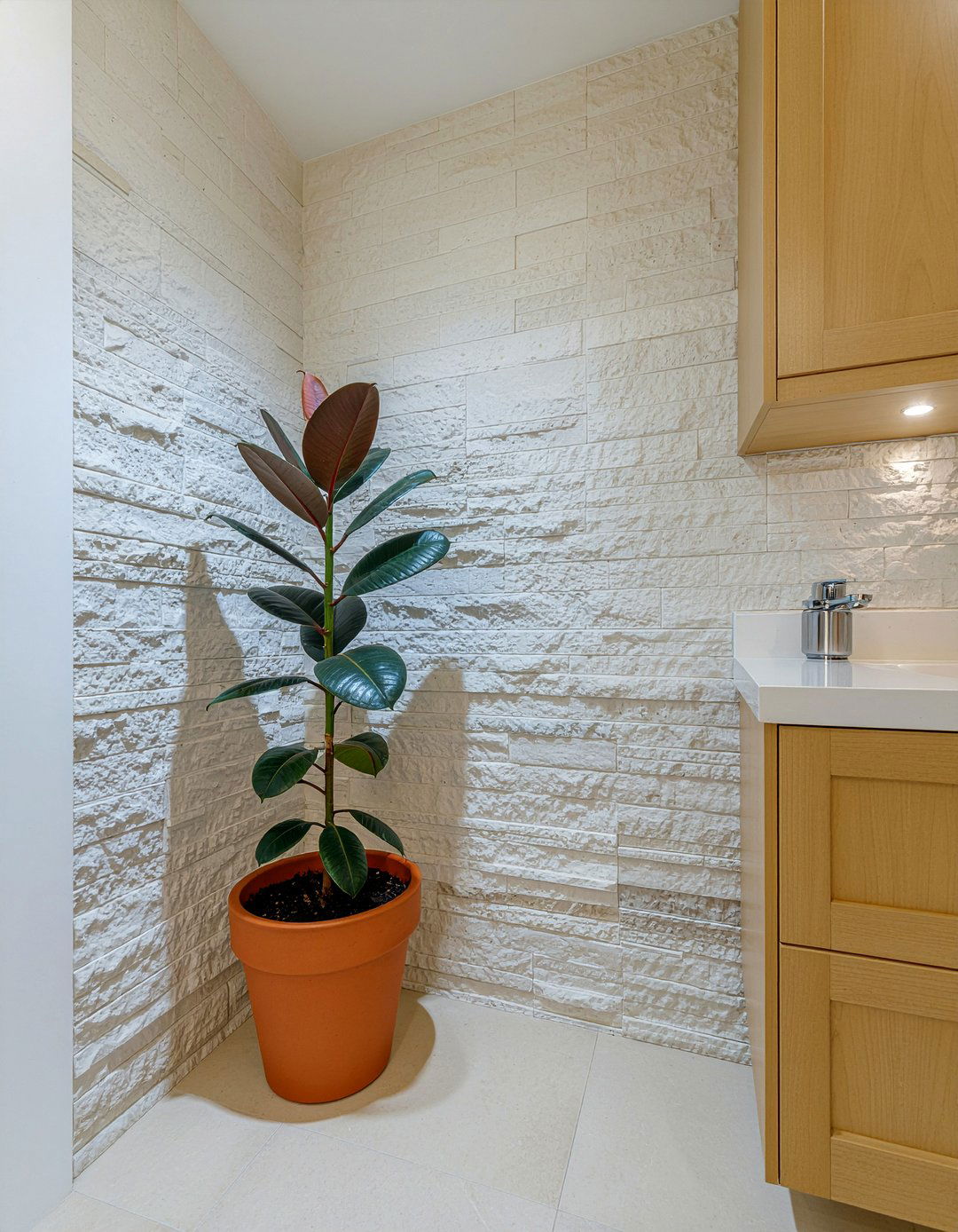 Rubber Tree Bathroom Corner - 30 bathroom plant ideas