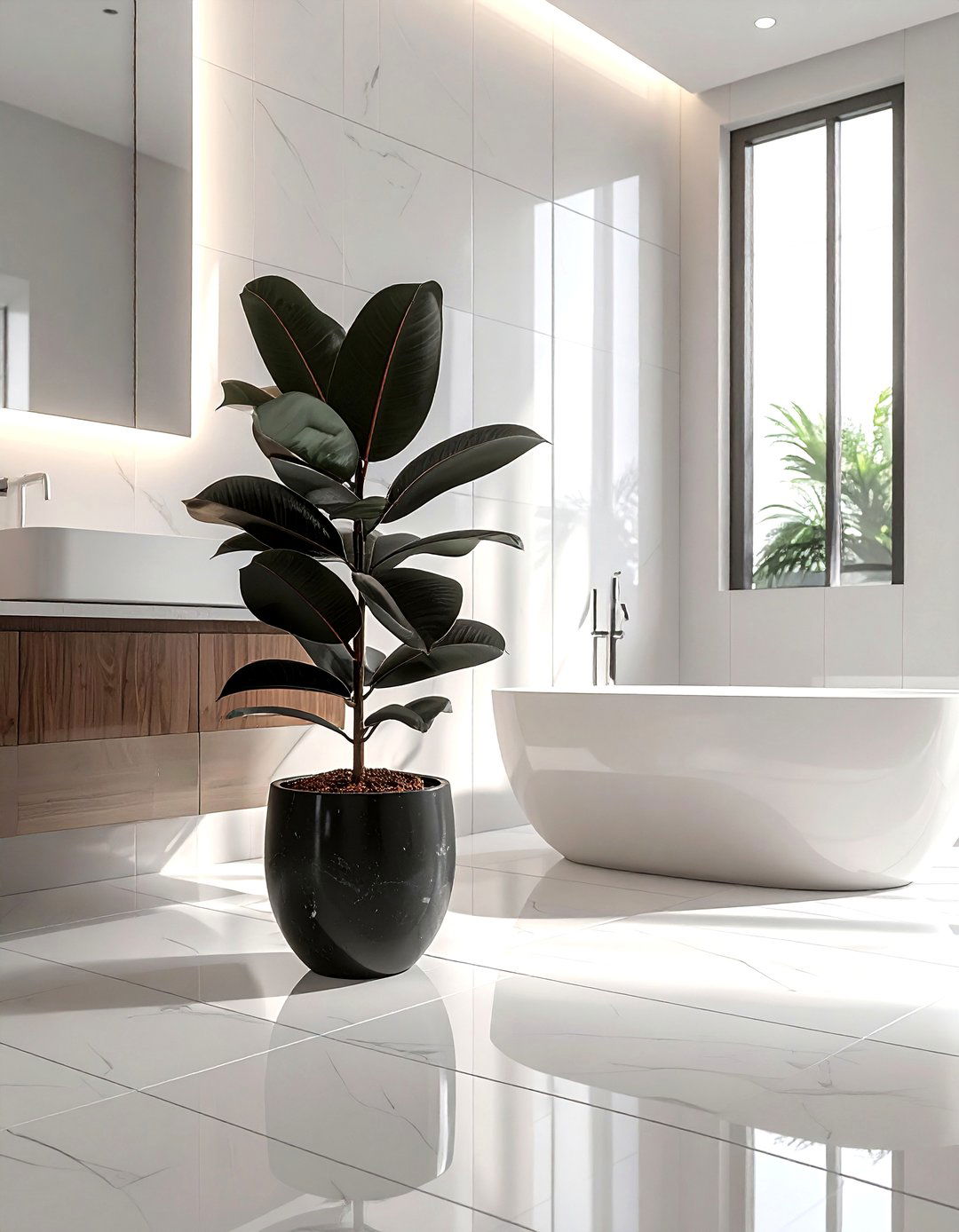 Rubber plant bathroom - 30 bathroom plant accent ideas