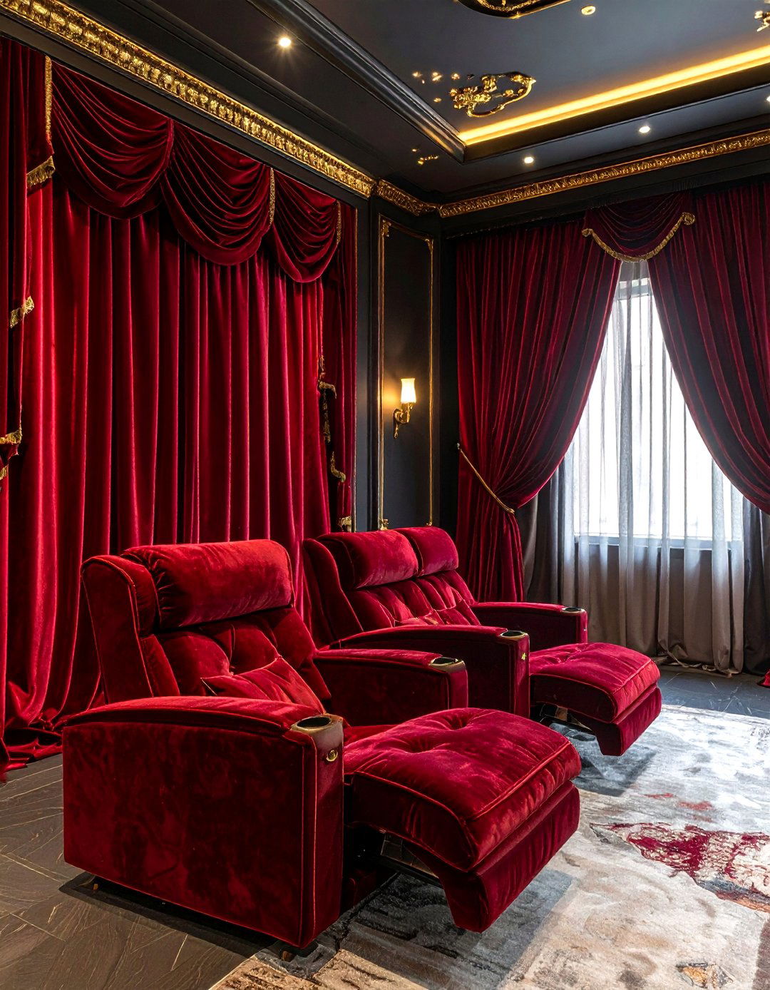 Ruby velvet drapes - 30 colorful curtain ideas