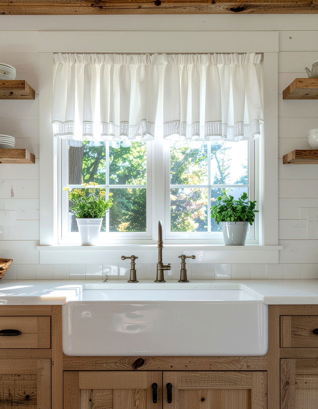 Ruffled Cafe Curtain - 30 kitchen cafe curtain ideas
