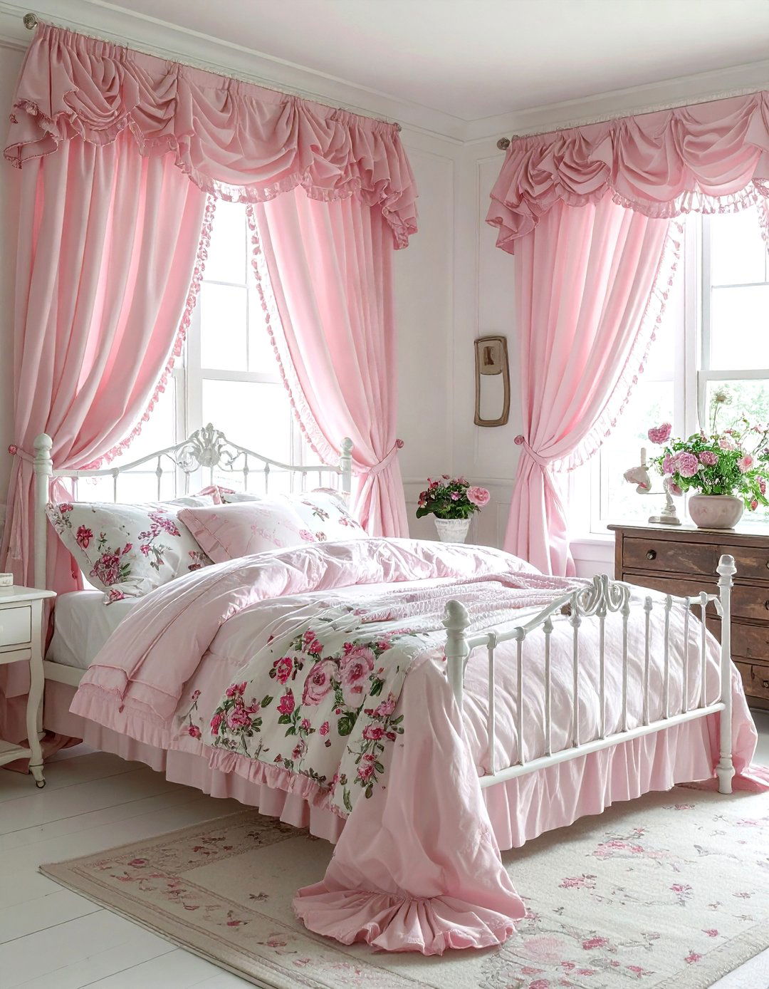 Ruffled Cottagecore Curtains - 30 bedroom curtain ideas
