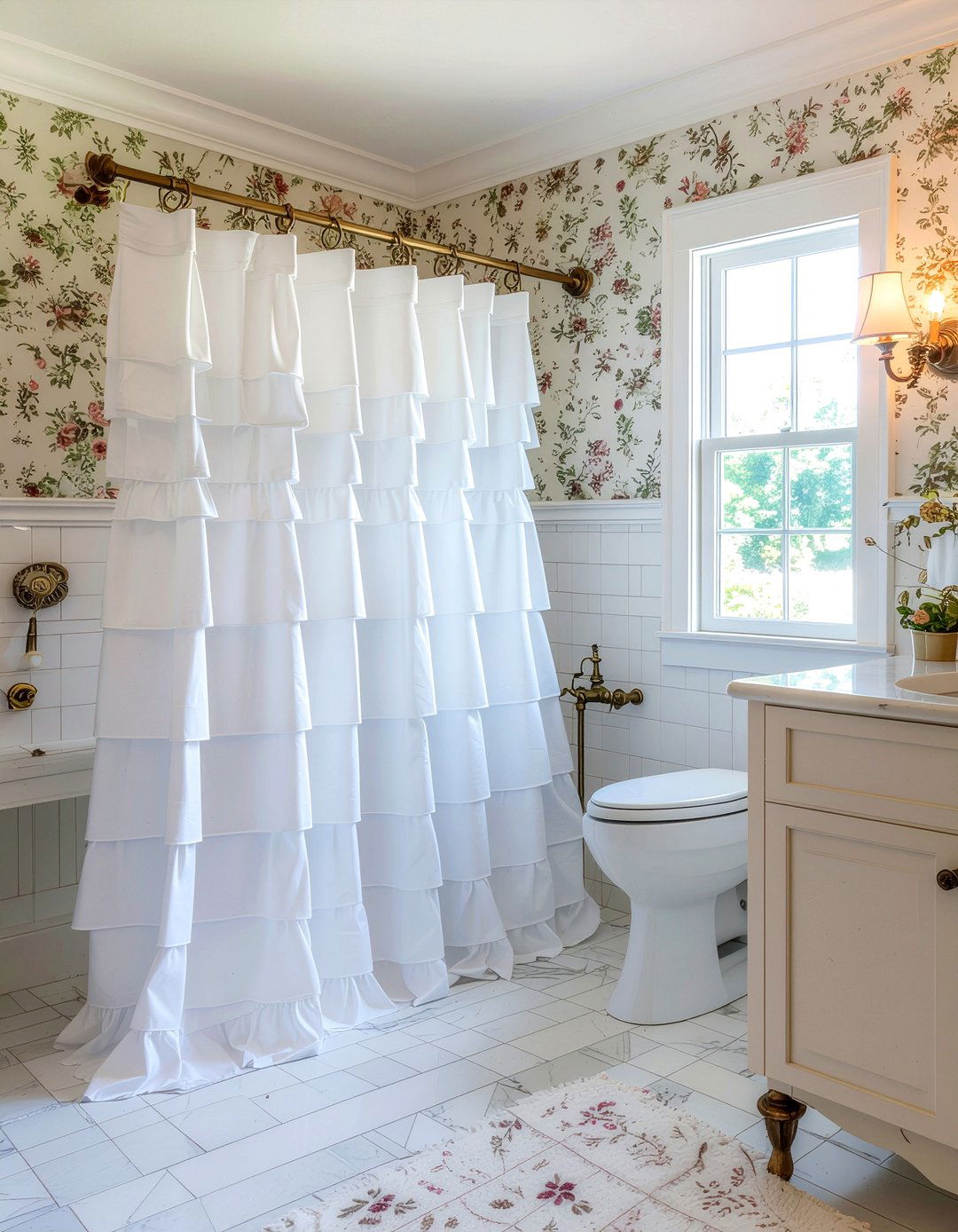 Ruffled Shower Curtain - 30 bathroom textile accent ideas