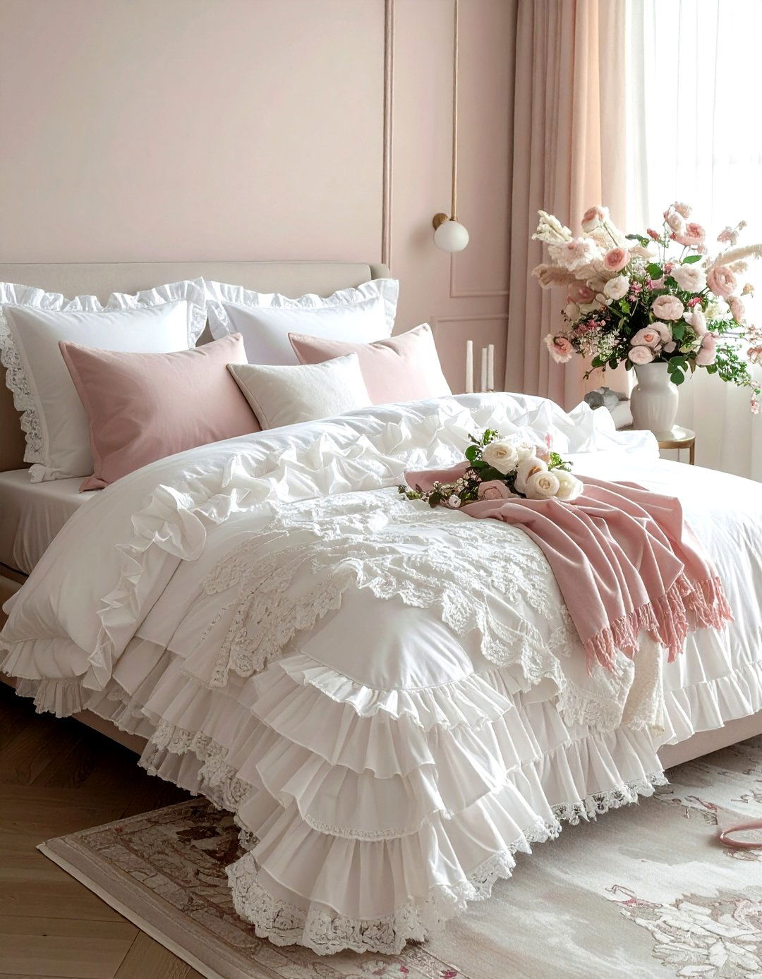 Ruffled bedding - 30 grandmillennial decor ideas