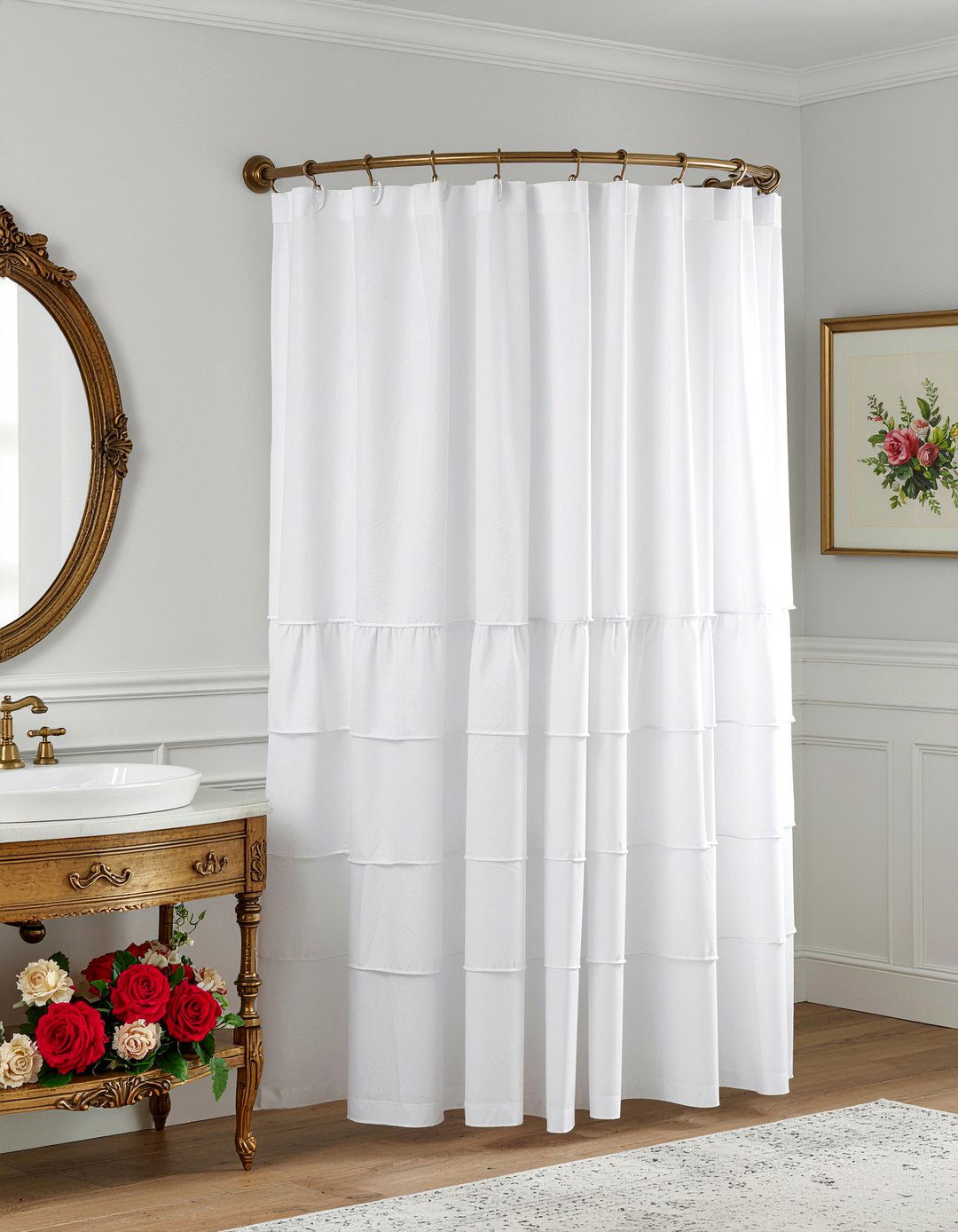 Ruffled shower curtain - 30 bathroom curtain ideas