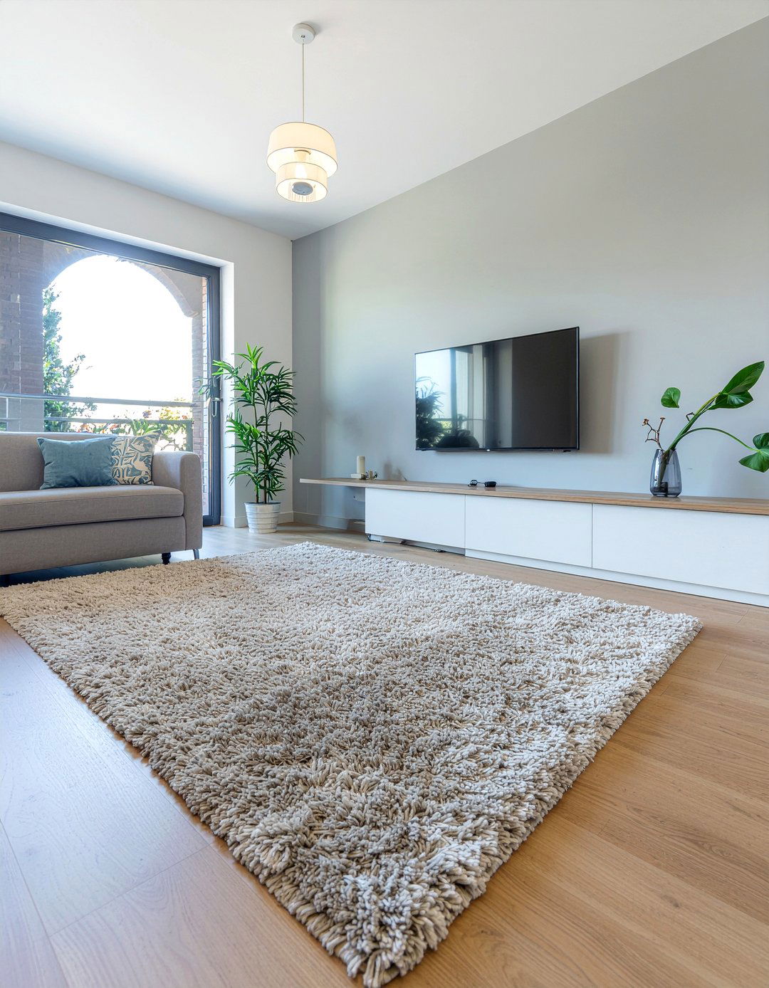 Rug Under TV Stand - 30 living room rug placement ideas