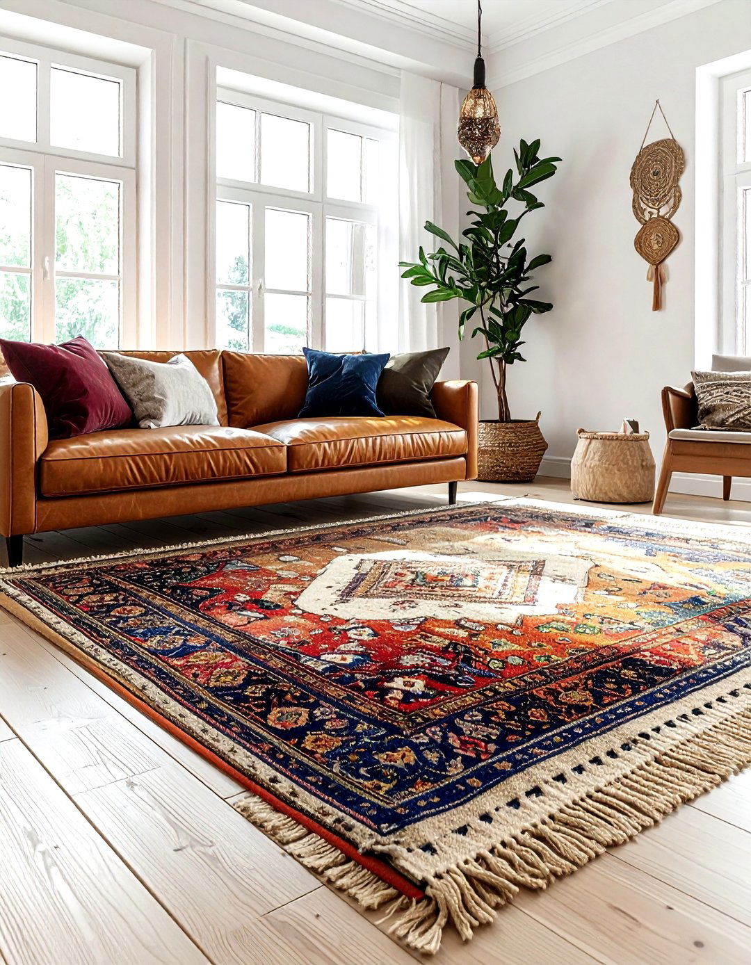 Rug layering technique - 30 living room hacks