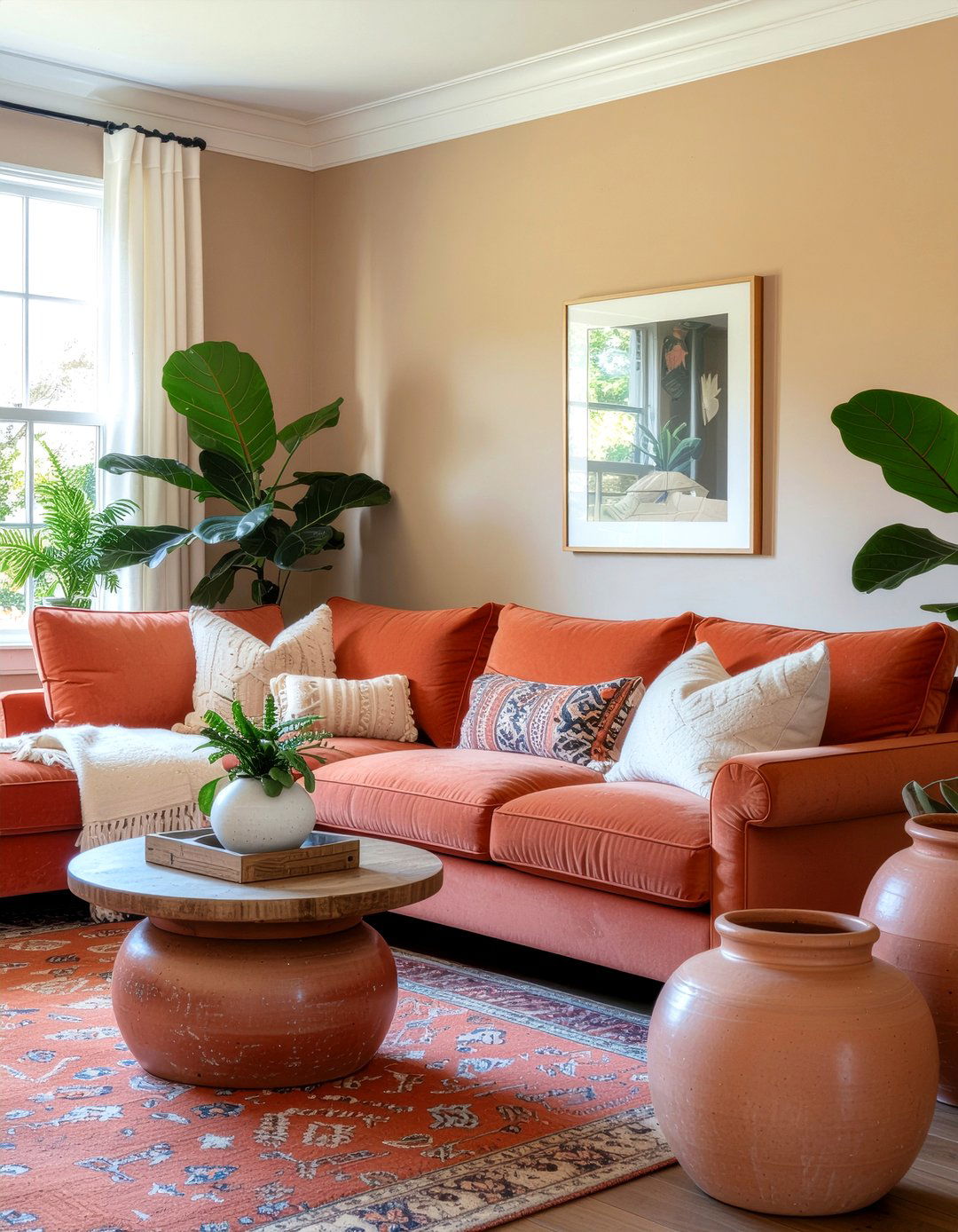 Rust Orange Sectional - 30 living room sectional ideas