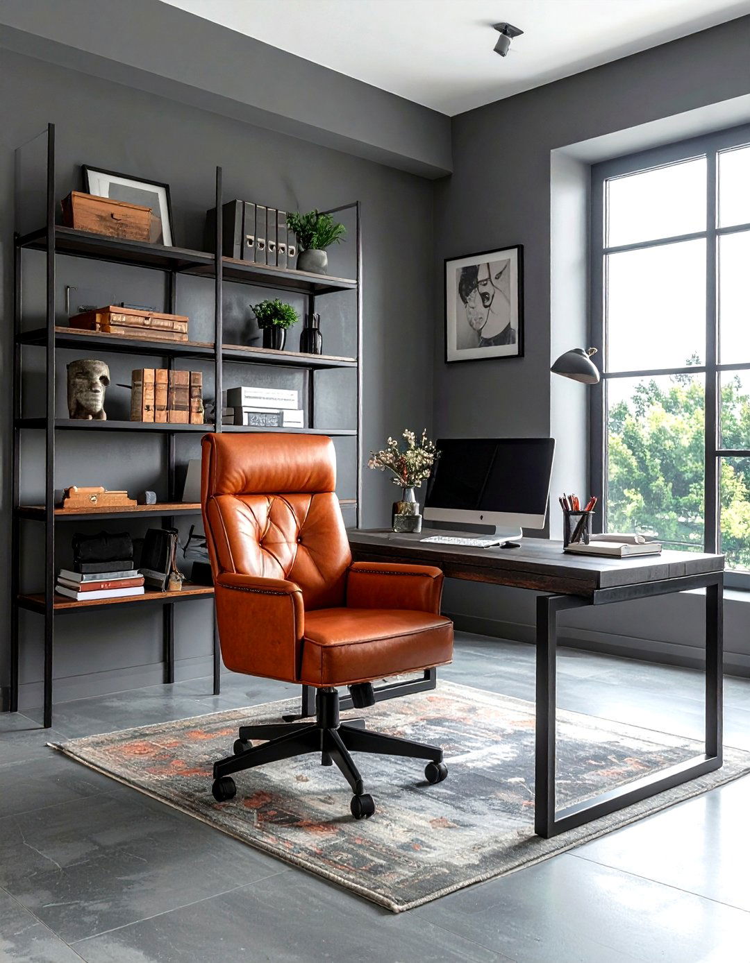 Rust Slate Grey Industrial Office - 30 cool color scheme ideas