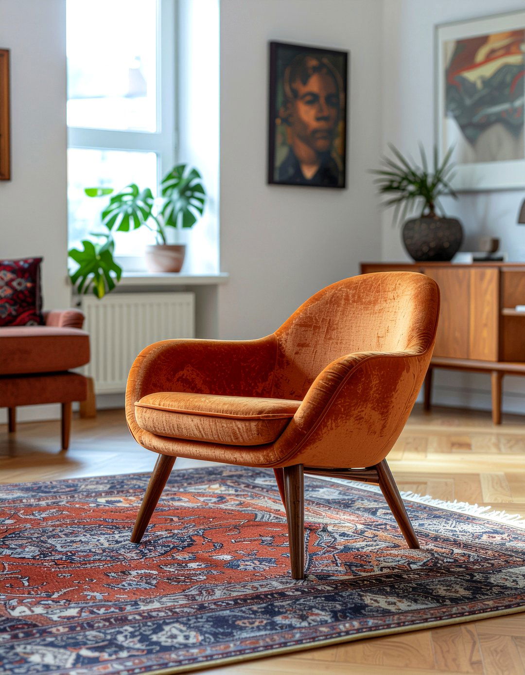 Rust Suede Chair - 30 suede living room ideas