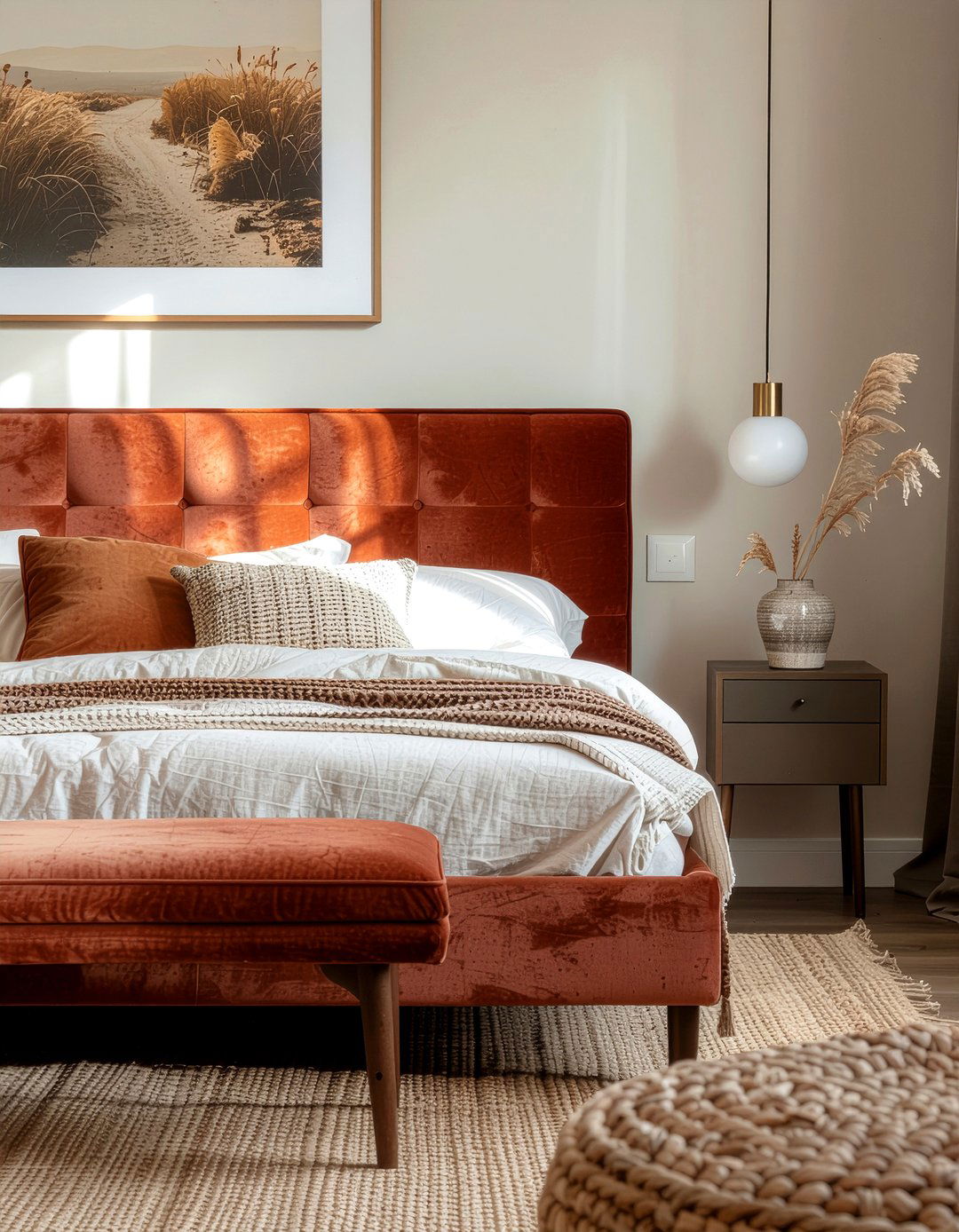 Rust Velvet Headboard - 30 bedroom velvet headboards